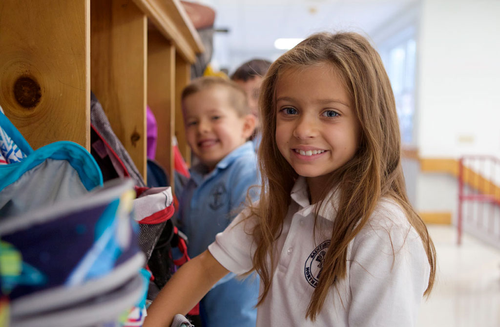 Locker at Saint Michael School with Elementary student