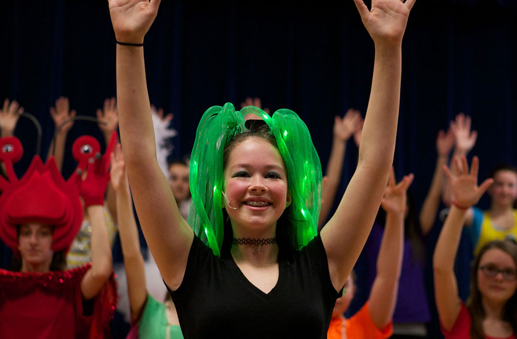 Acting during drama club at Saint Michael School